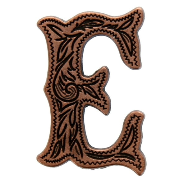Alphabet Letter E Antique Copper Plated Screw back Concho 3/4" Tall 1339-053