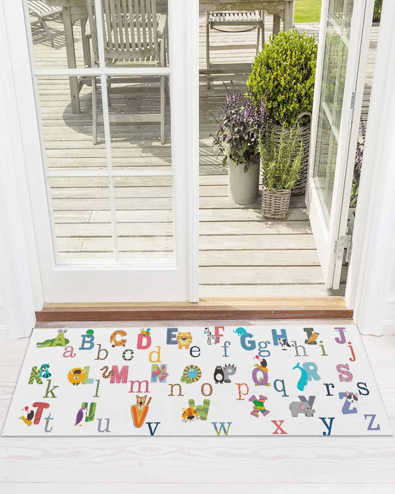 Alphabet Letter Front Door Mat Colorful Cartoon Animals ABCD Letter ...