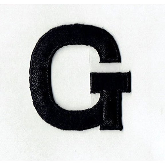 Alphabet Letter - G - Color Black - 2" Block Style - Iron On Embroidered Applique Patch
