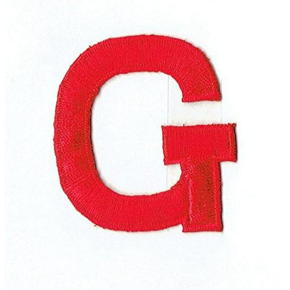 Alphabet Letter - G - Color Red - 2" Block Style - Iron On Embroidered Applique Patch