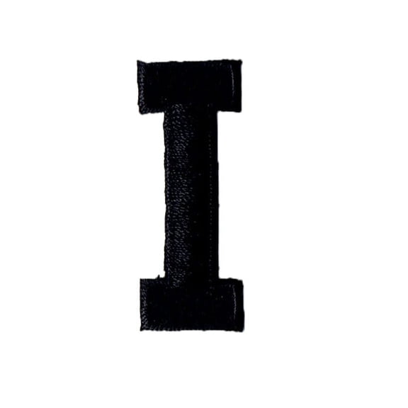 Alphabet Letter - I - Color Black - 2" Block Style - Iron On Embroidered Applique Patch