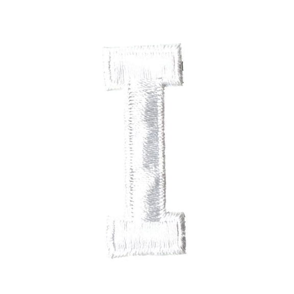 Alphabet Letter - I - Color White - 2" Block Style - Iron On Embroidered Applique Patch