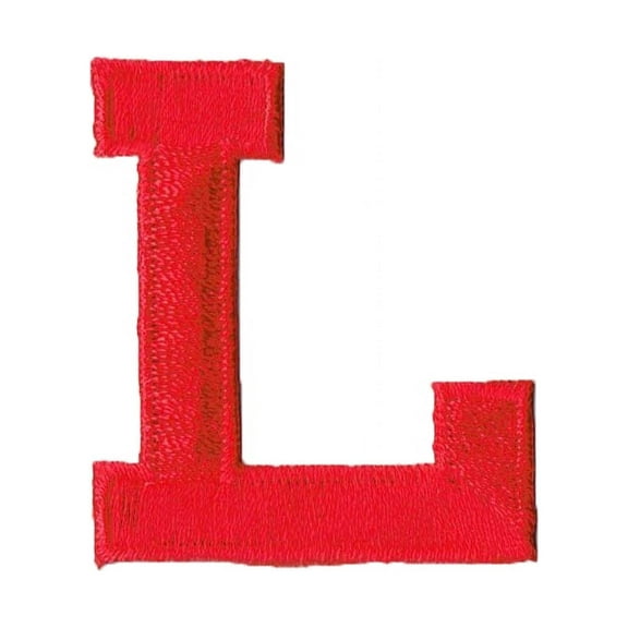 Alphabet Letter - L - Color Red - 2" Block Style - Iron On Embroidered Applique Patch