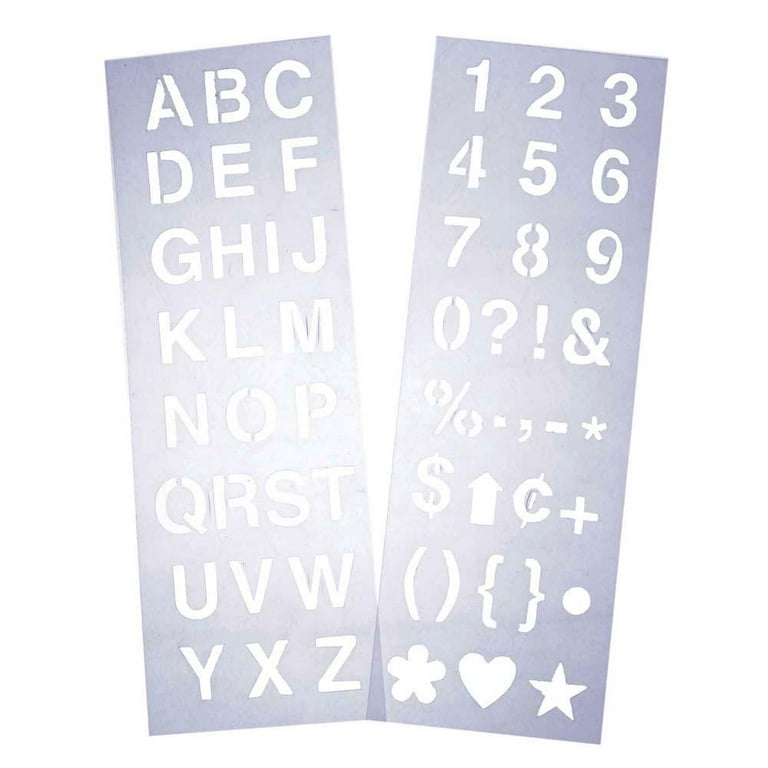 Alphabet Letter & Number Stencil Set, 1-Inch, 2-Sheets