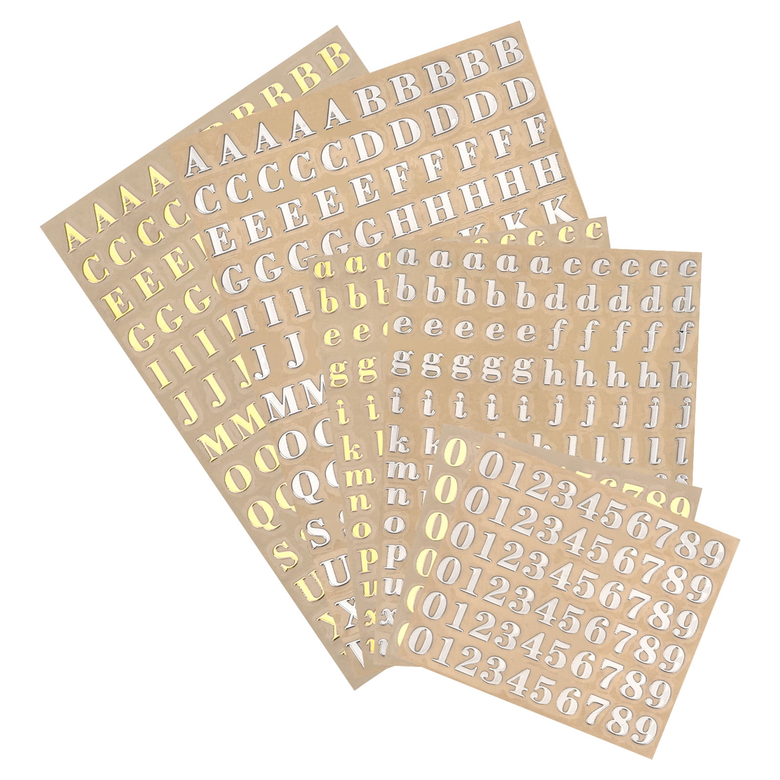 Alphabet Letter Number Sticker 6 Sheets Mini Resin Stickers Glitter ...