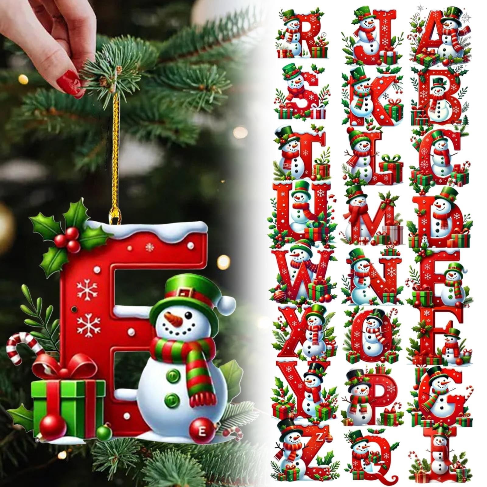 Alphabet Letter Pendants DIY Holiday Decorations Snowman Hanging