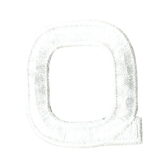 Alphabet Letter - Q - Color White - 2" Block Style - Iron On Embroidered Applique Patch