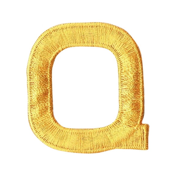 Alphabet Letter - Q - Color Yellow - 2" Block Style - Iron On Embroidered Applique Patch