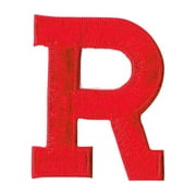 Alphabet Letter - R - Color Red - 2 Block Style - Iron On Embroidered Applique Patch