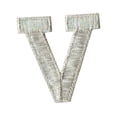 thumbnail image 1 of Alphabet Letter - V - Color Silver - 2" Block Style - Iron On Embroidered Applique Patch, 1 of 1
