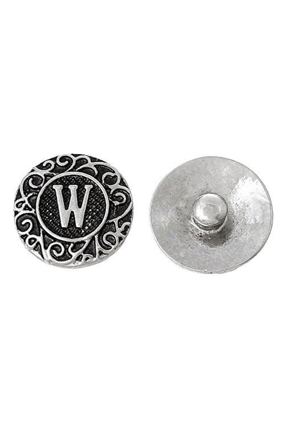 Alphabet Letter W Chunk Snap Button or Pendant Fits Snaps Chunk Bracelet