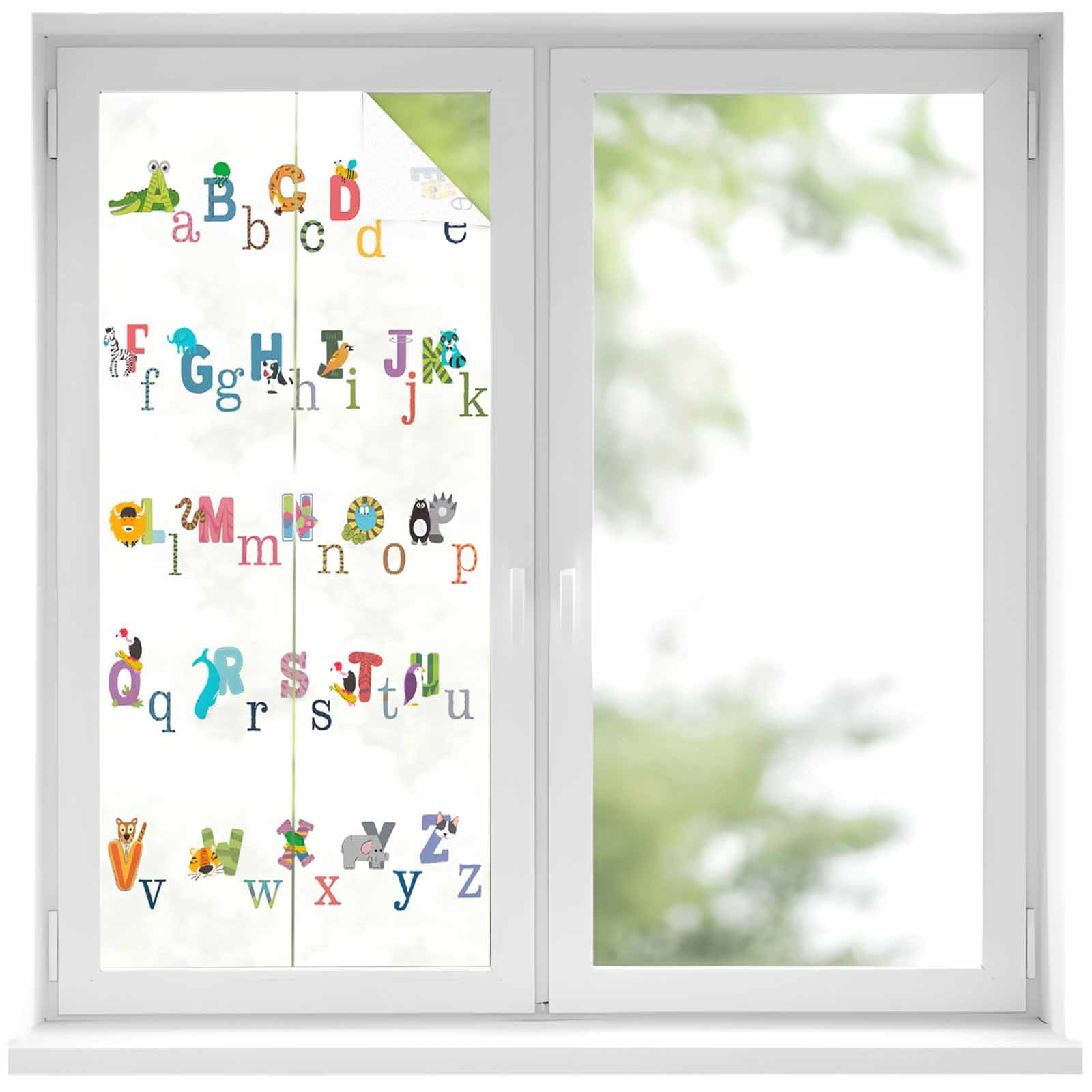 Alphabet Letter Window Privacy Film Colorful Cartoon Animals ABCD ...