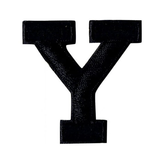 Alphabet Letter - Y - Color Black - 2" Block Style - Iron On Embroidered Applique Patch