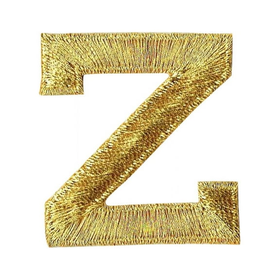 Alphabet Letter - Z - Color Gold - 2" Block Style - Iron On Embroidered Applique Patch