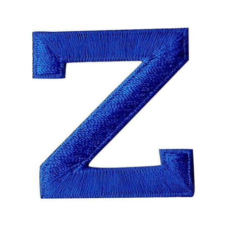 Alphabet Letter - Z - Color Royal Blue - 2" Block Style - Iron On Embroidered Applique Patch