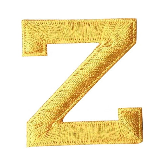 Alphabet Letter - Z - Color Yellow - 2" Block Style - Iron On Embroidered Applique Patch