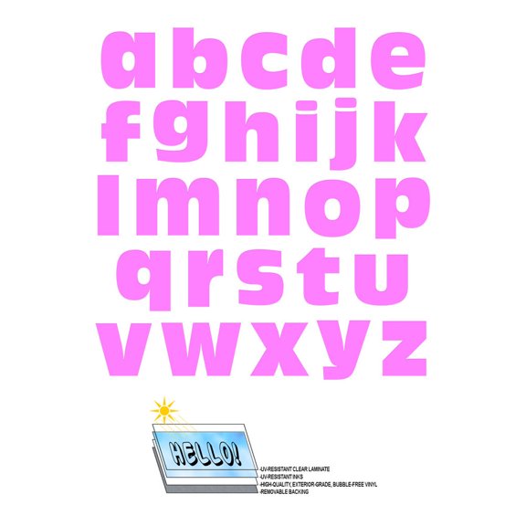 Alphabet Letters Lowercase Pink SLAP-STICKZ(TM) Premium Stickers