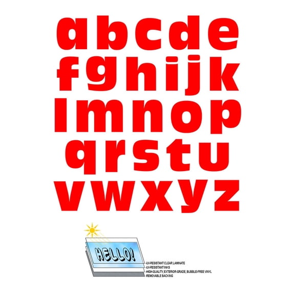 Alphabet Letters Lowercase Red SLAP-STICKZ(TM) Premium Stickers