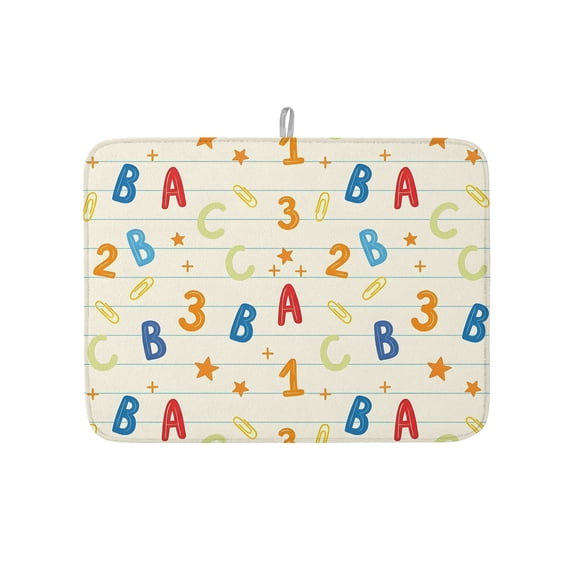 Alphabet Letters Numbers Dish Drying Mats for Kitchen Counter,Absorbent ...