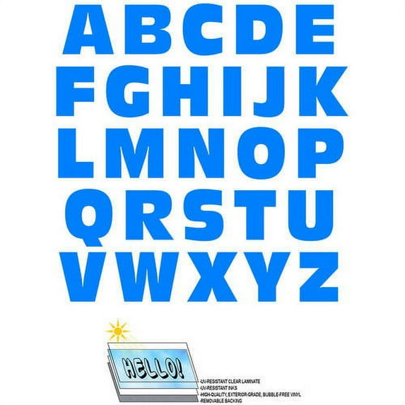 Alphabet Letters Uppercase Blue Automotive Car Window Locker Bumper Stickers
