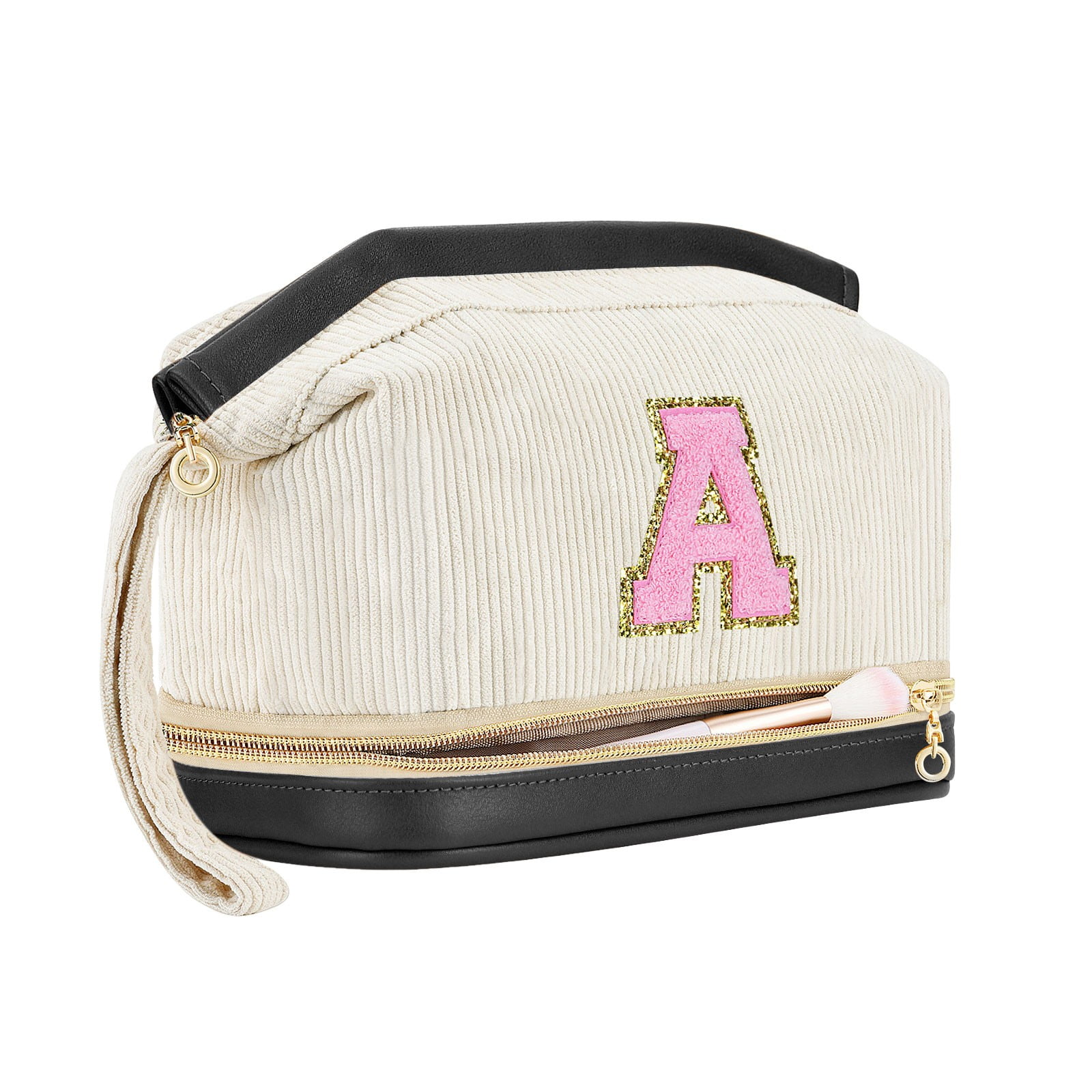 Alphabet Makeup Bag Portable Double Large Capacity STorage Bag Corduroy