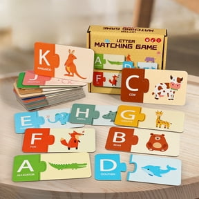 Alphabet Matching Puzzle Game - Montessori Learning Toys for 3-5 Year Olds | Animal ABC Flashcards for Preschool & Kindergarten | Educational STEM Activities for Toddlers