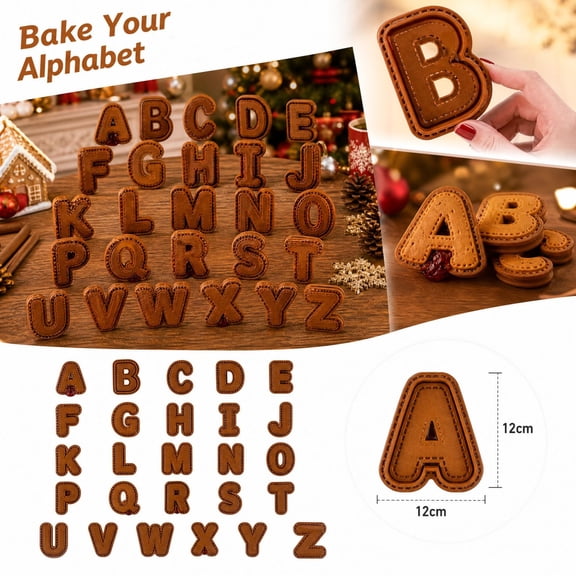 Alphabet Mini Pie Molds Set 26 Pieces A-Z Letter Pocket Pie Maker Press Dough Mold and Cookie Cutter Baking Tools for DIY Holiday Party