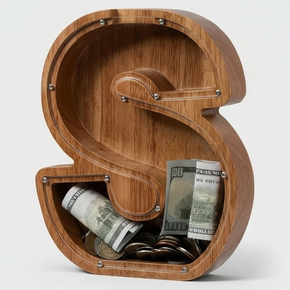 Alphabet Money Bank with Initial "S", 9 inch tall