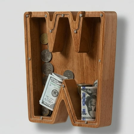Alphabet Money Bank with Initial "W", 9 inch tall