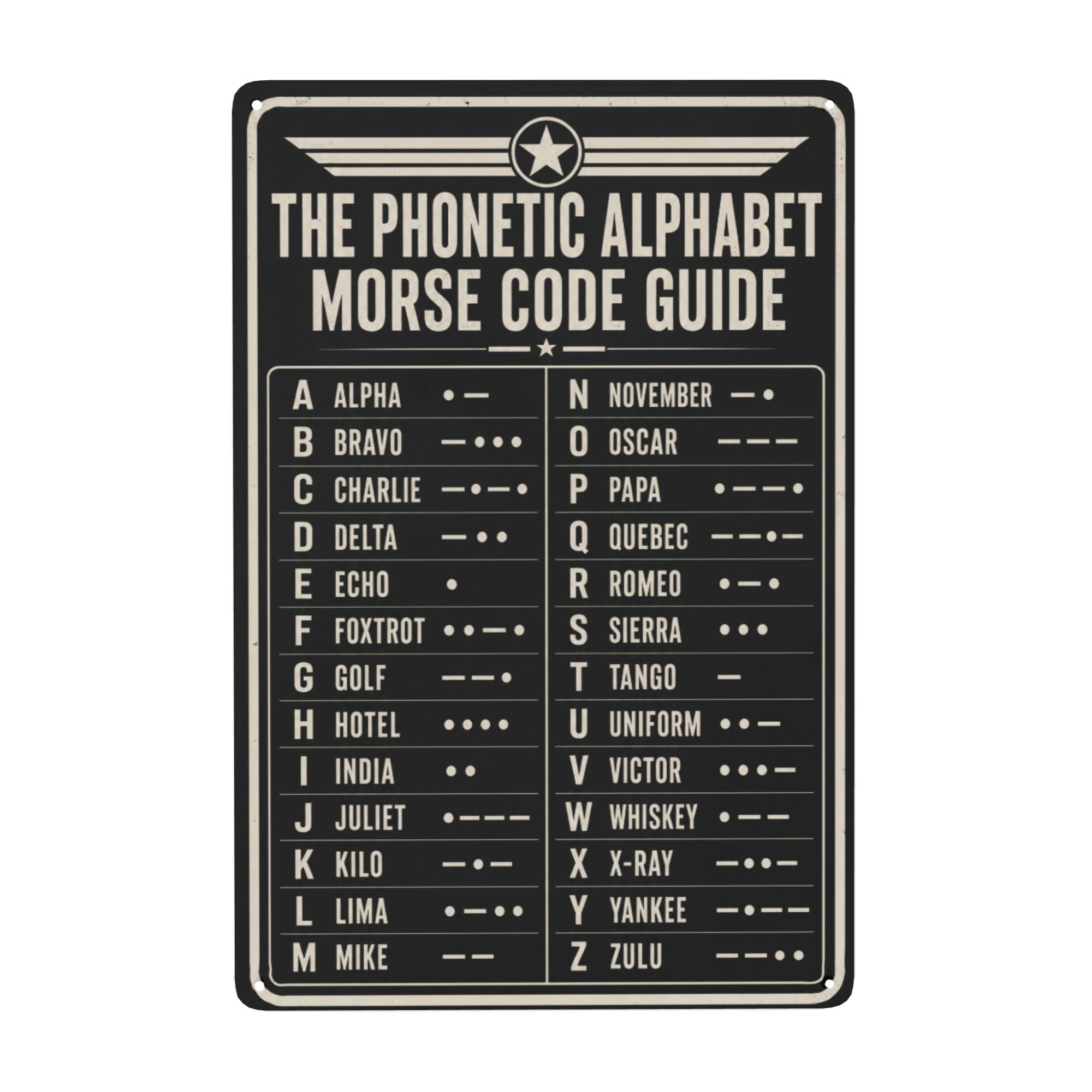 Alphabet Morse Code Pilot Retro Metal Tin Sign For Home Bedroom Kitchen ...