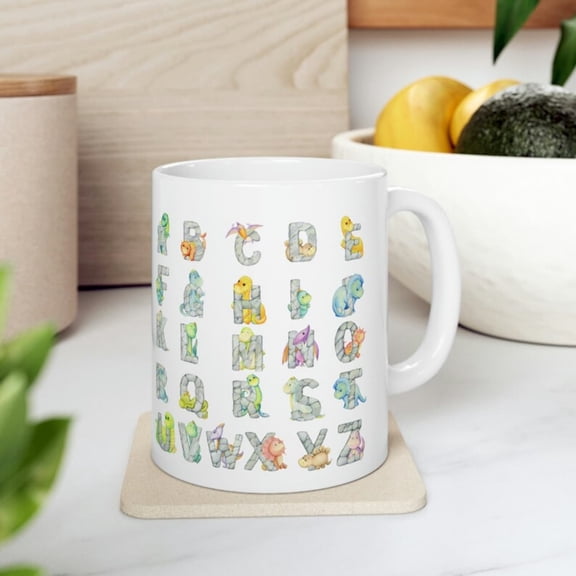 Alphabet Mug ABC Mug Animals Alphabet Mug Kindergarten Tea Alphabet Mug Teas Dinosaur Alphabet Tea Coffee Mug.