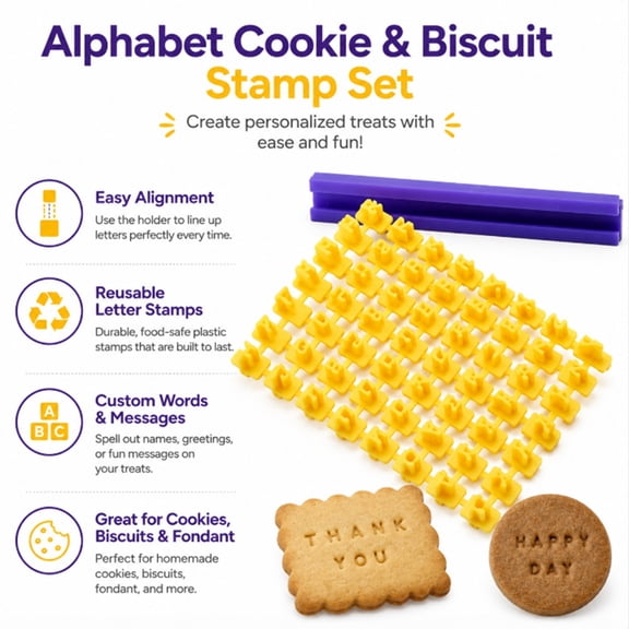 Alphabet and Number Fondant Stamp Embosser Mold, Letter Press Tool for Cake, Cookie and Biscuit Decorating, TIKA