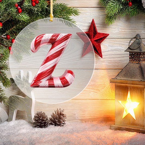 Alphabet Ornaments for Christmas Tree,26 Initial Candy Cane Letter Pendant,26 Letters Christmas Tree Decoration Pendant,Personalized Monogram Red Decorations for Christmas Tree Gifts Diy De