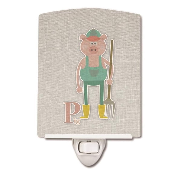Alphabet P for Pig Ceramic Night Light