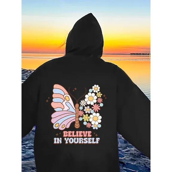 Alphabet Pattern 1 Side Hoodie S-5Xl Retro Inspirational Slogan