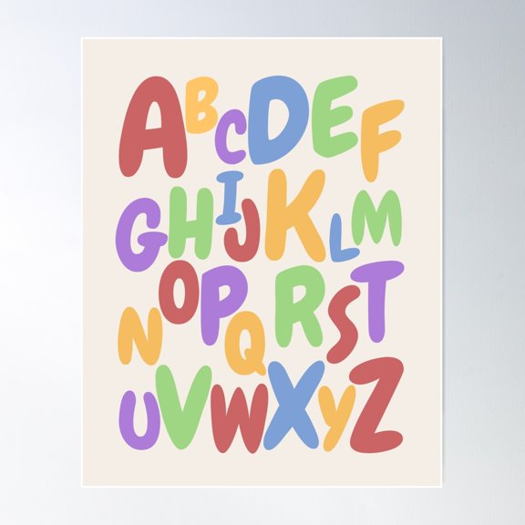 Alphabet Pattern Children'S Decor Poster Wall Art, Modern Wall Decor For Living Room Bedroom, 12x18 UNFRAMED