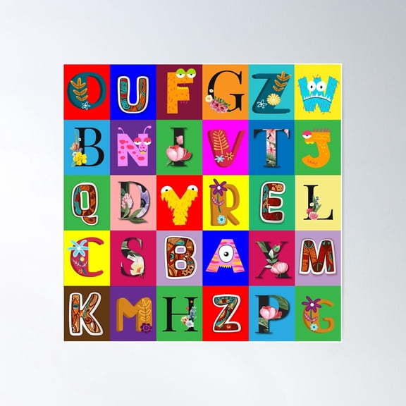 Alphabet Pattern Poster Wall Art, Modern Wall Decor For Living Room Bedroom, 30x30 UNFRAMED