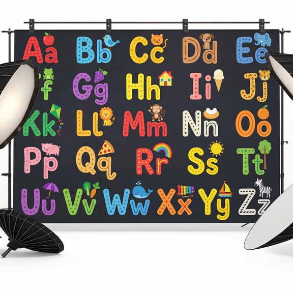 Alphabet Photography Backdrop 7x5FT, American Cartoon Early Education Alphabet Minimalist Mural Photo Backdrops, Background for Photography Studio Photo Studio Background, Back Drop for Photoshoot