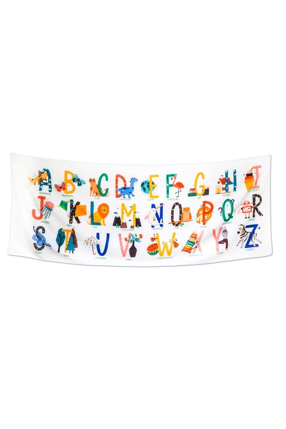 Alphabet Pictures Tapestry for Kids Educational Letters Words ABCs Wall Hanging for Bedroom Classroom Large 72x28