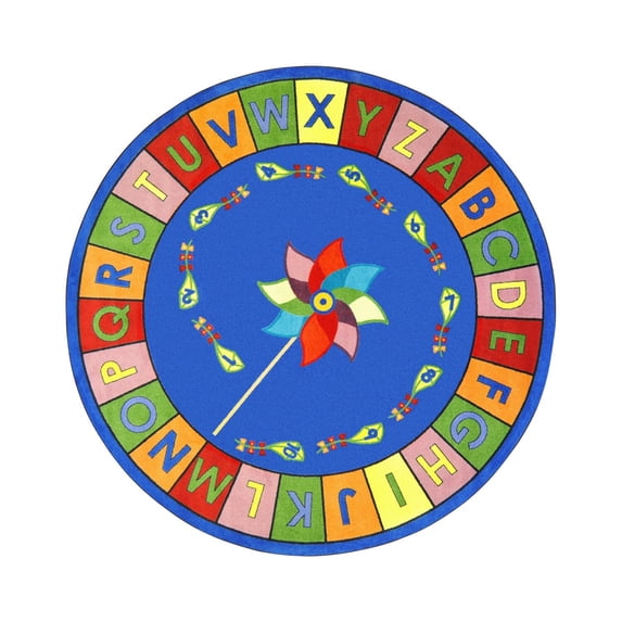 Alphabet Pinwheel 13'2" Round Area Rug In Color Multi