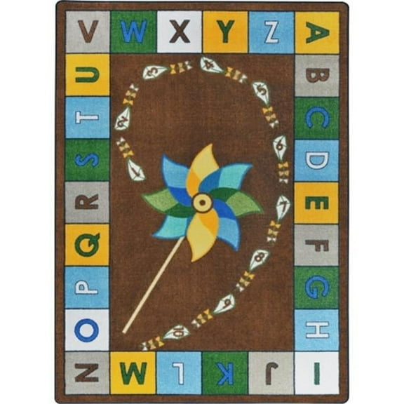 Alphabet Pinwheel Classroom Circle Time Rectangle Rug  Earthtone - 7 ft. 8 in. x 10 ft. 9 in.