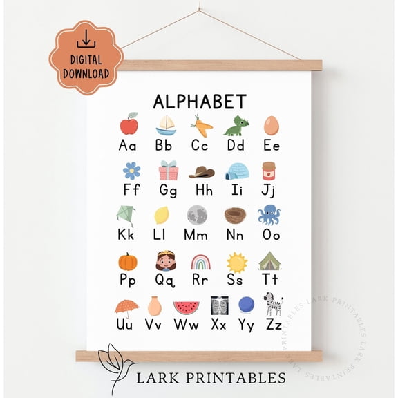 Alphabet Poster Alphabet Chart Educational Posters Homeschool Prints Kids Abc Learning Wall Art Classroom Decor Wall Art