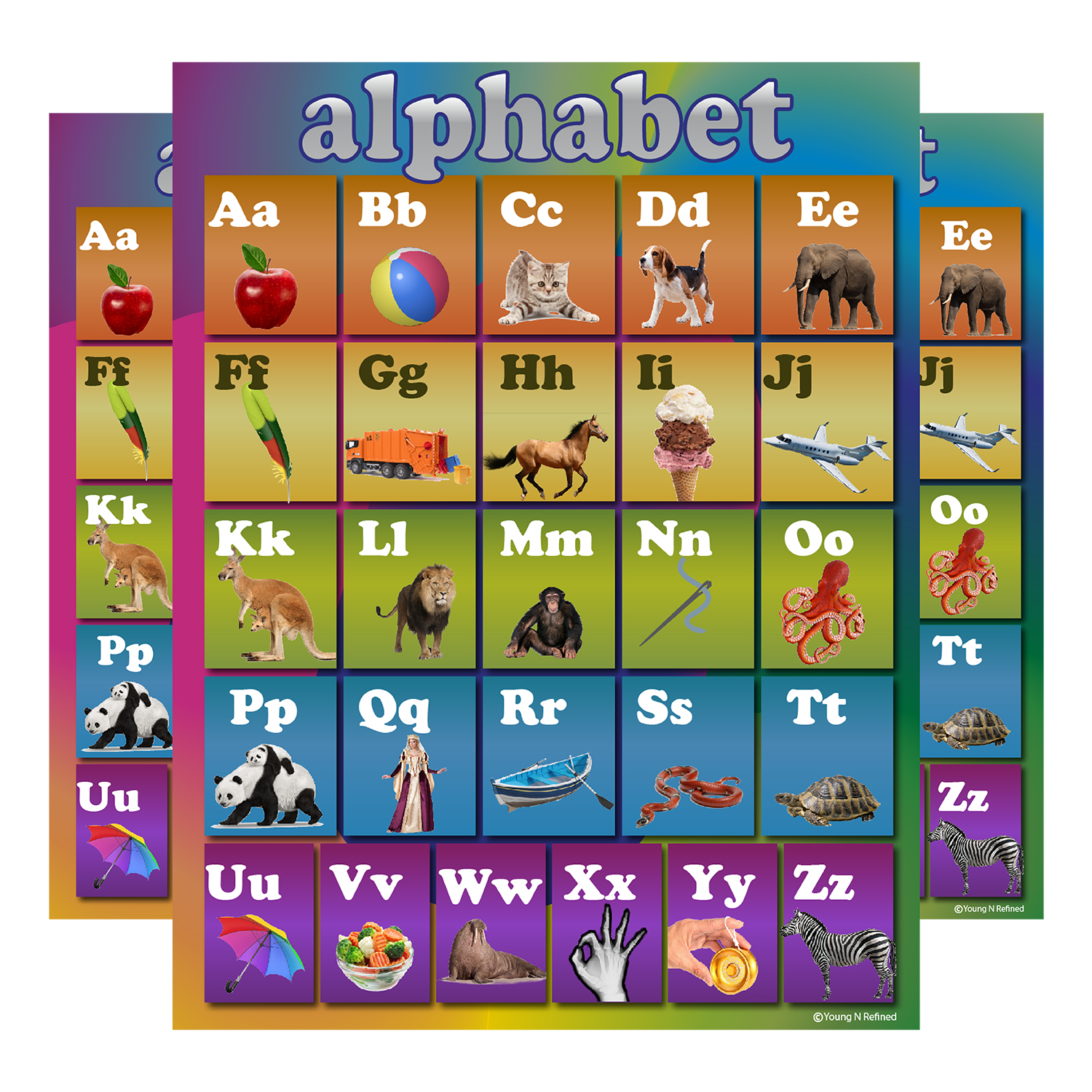 Alphabet Poster EXTRA LARGE LAMINATED Rainbow colorfull chart Abc big ...