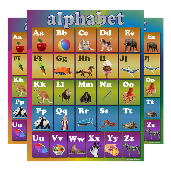 Alphabet Poster EXTRA LARGE LAMINATED Rainbow colorfull chart Abc big Huge for teachers and classrooms edu