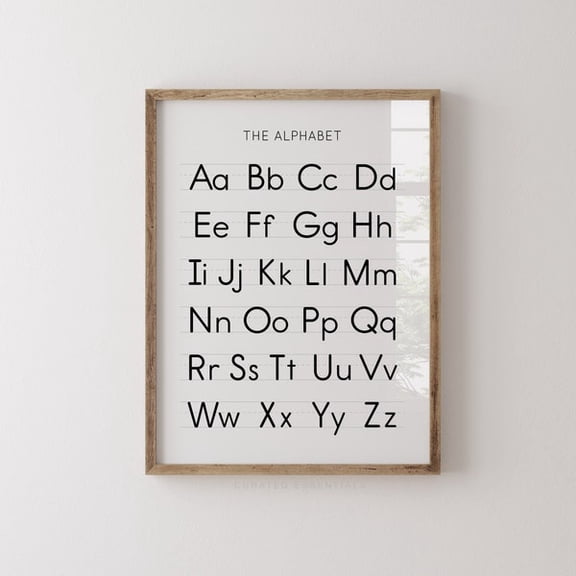 Alphabet Poster, Handwriting Chart Print, Printable Educational Wall Art, ABC Poster, Classroom Decor, Back To School, Unframed Paper Poster 8x10in