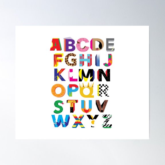 Alphabet Poster Wall Art, Modern Wall Decor For Living Room Bedroom, 8x12 UNFRAMED