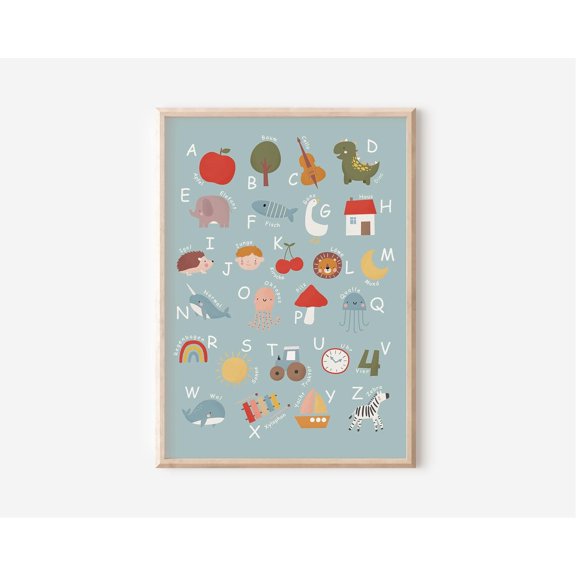Alphabet Posters For Children'S Rooms In A4 And A3 Boy Girl Wall Decoration Gift Print Wall Art, Modern Wall Decor, 24x36 UNFRAMED