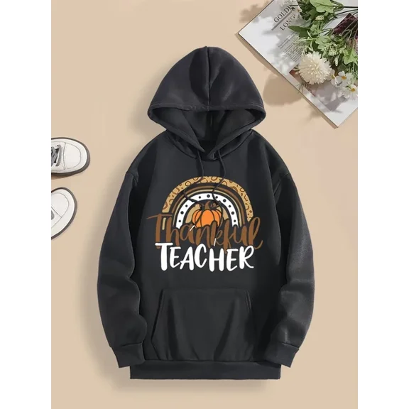 Alphabet Print 1 Side Hoodie S-5Xl Cozy Fabric Outerwear