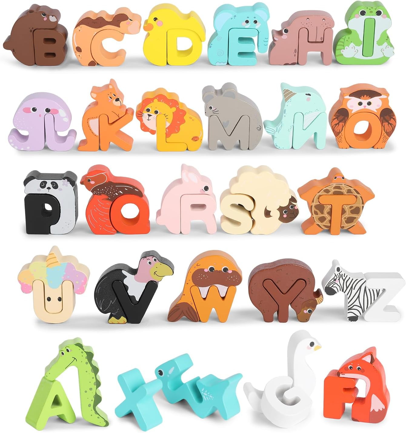 Alphabet Puzzle Wooden Animal Alphabet Puzzle Matching Game, Alphabet