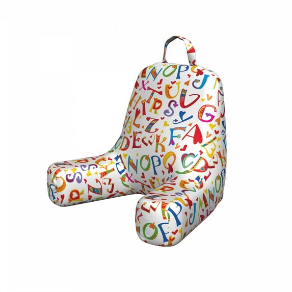 Alphabet Reading Pillow Cover, Pattern of Funky Vibrant Layout with Whimsical Lettering in Cartoon Style, Unstuffed Printed Bed Rest Case from Soft Fabric, Small, Multicolor, by Ambesonne